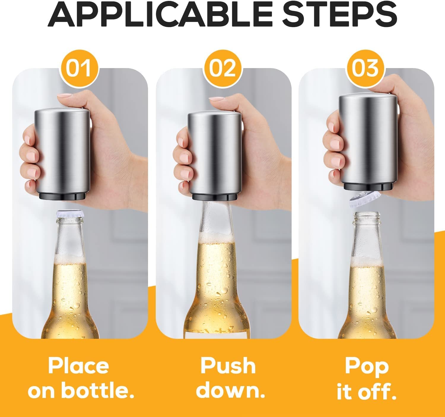 Swaytail abrebotellas automático en la mano, apertura con una sola mano.