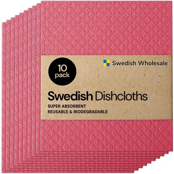 Paño de cocina Swedish Wholesale, 10-pack, ideal para limpiar derrames.