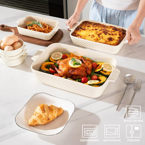 Bandeja de cerámica con asa de Sweejar, segura para horno y mesa.