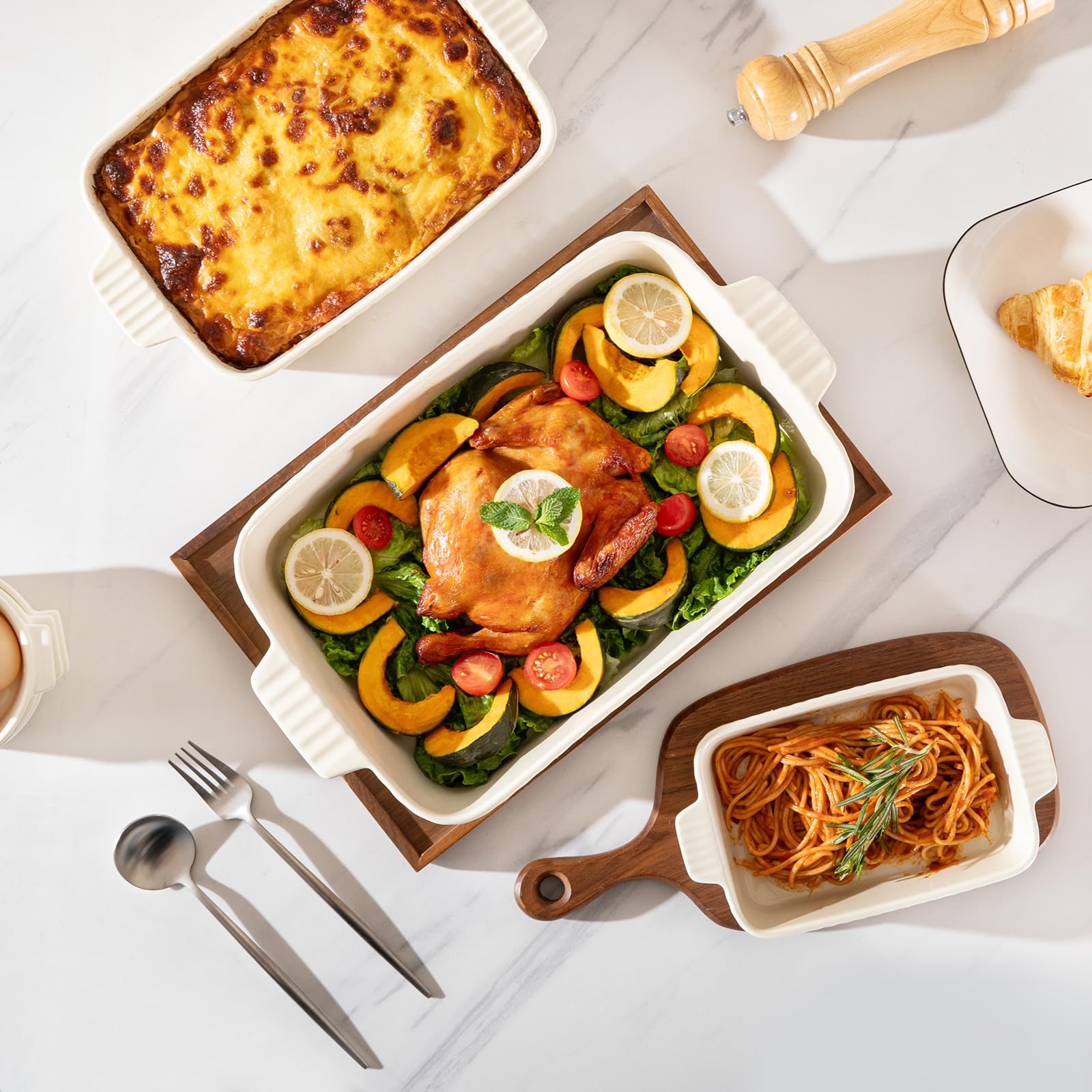 Bandeja cerámica para servir en mesa y cocinar, estética y funcionalidad.