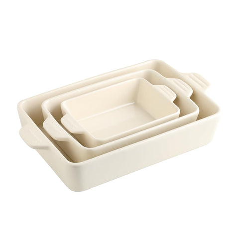 Bandeja cerámica Sweejar rectangular para horno con asa, fácil de servir.