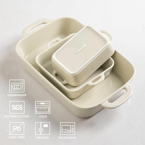 Sweejar bandeja cerámica rectangular pequeña beige, ideal para aperitivos y guarniciones