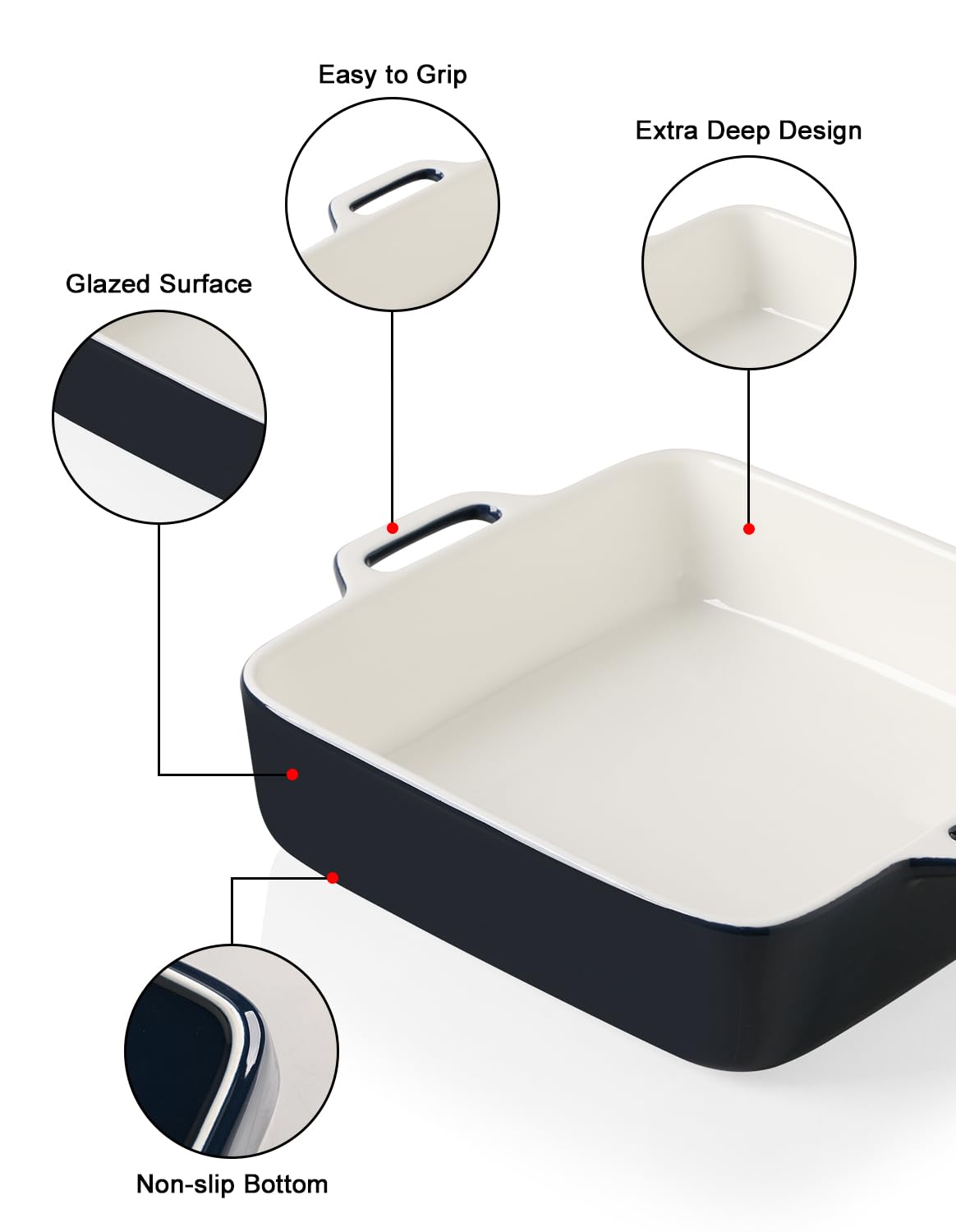 Bandeja Sweejar de horno con asas dobles, facilita transferirla a la mesa.