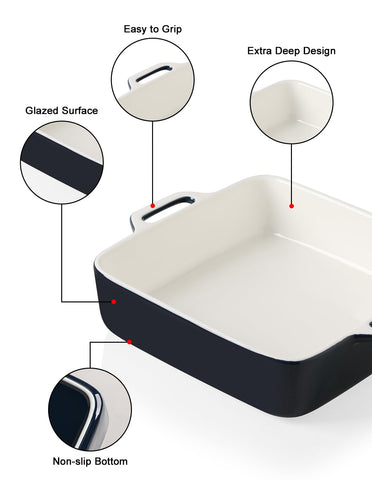 Bandeja Sweejar de horno con asas dobles, facilita transferirla a la mesa.