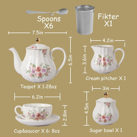 Sweejar caja-regalo para juego de té en porcelana, regalo distinguido.