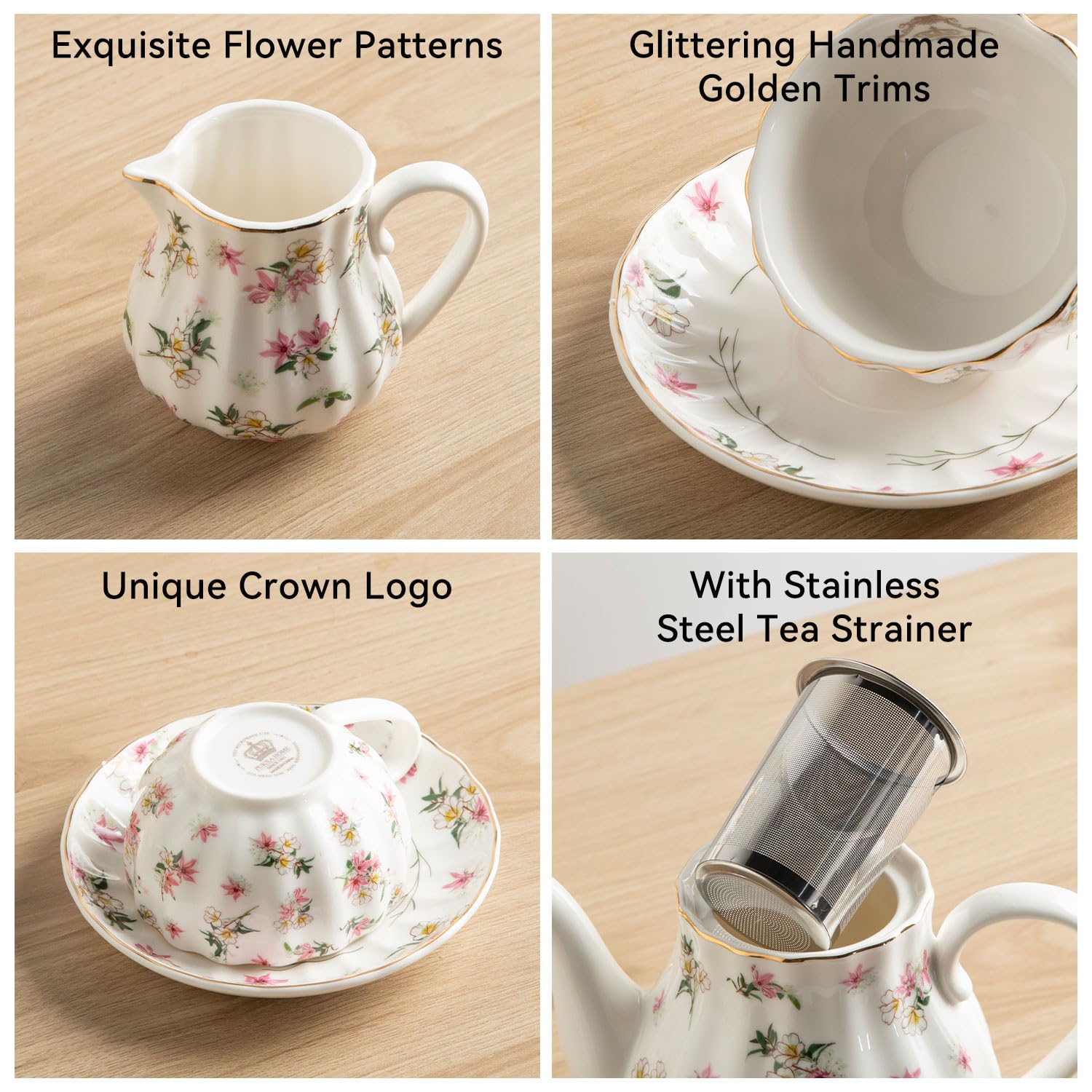 Jarra de crema Sweejar en porcelana dorada para servir crema con estilo.