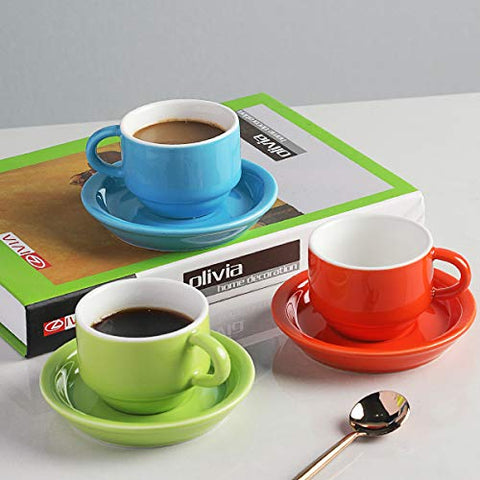 Juego de seis tazas y platillos, regalo elegante