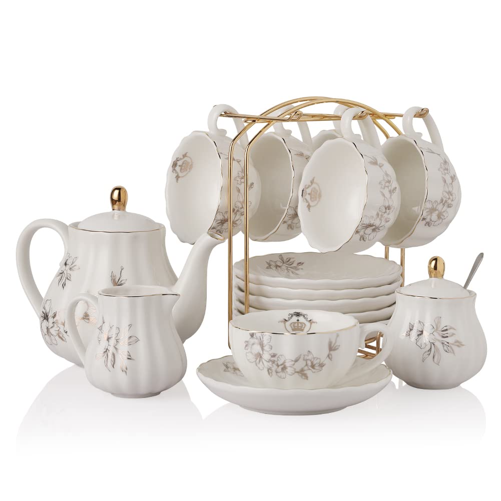 Sweejar, juego de porcelana con tazas-8oz, ideal para experiencias de té elegantes.