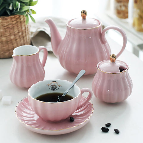 Sweejar platillos de porcelana rosa real para servir té y pasteles.