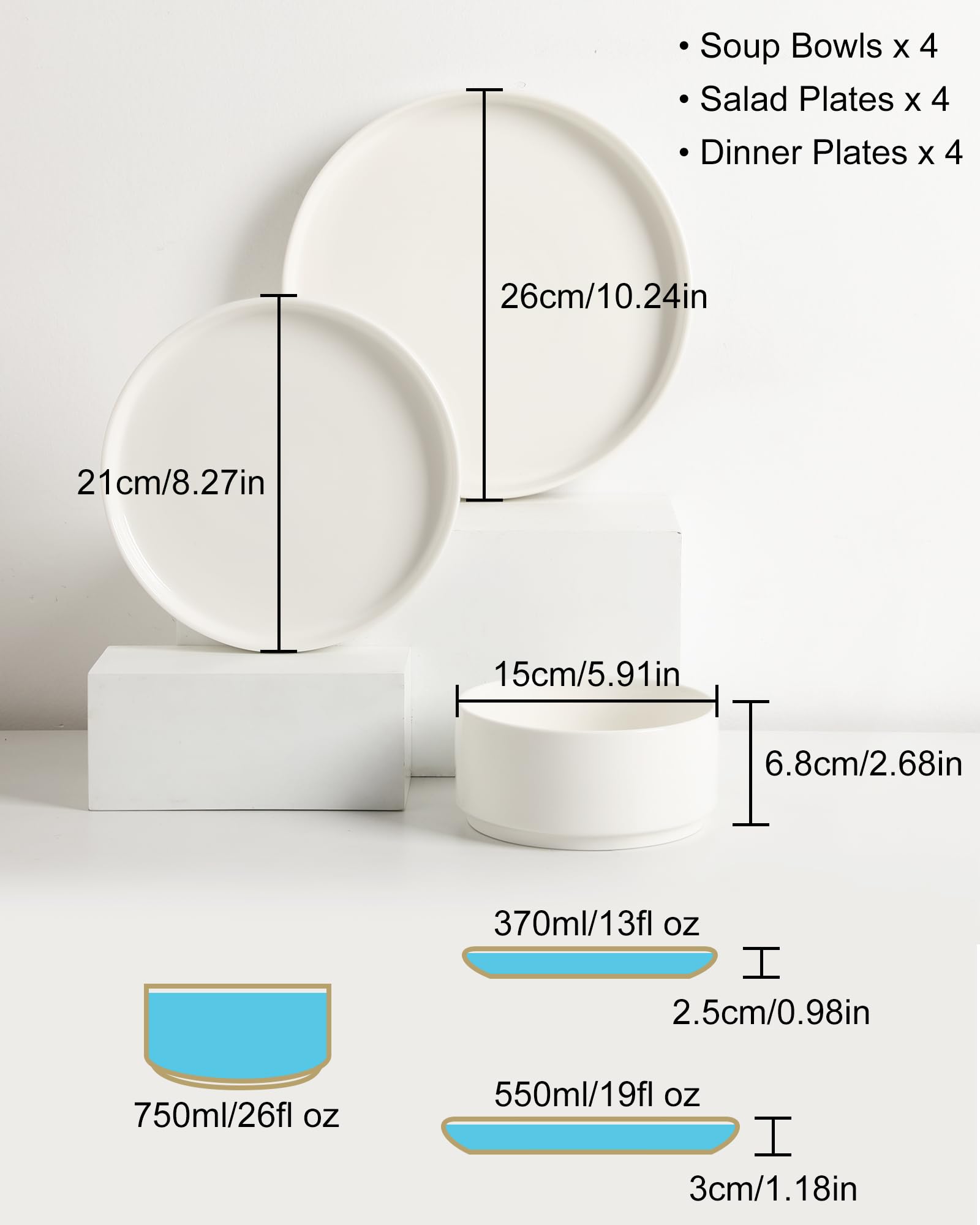 Sweejar platos de 8 pulgadas para ensaladas y porciones equilibradas.