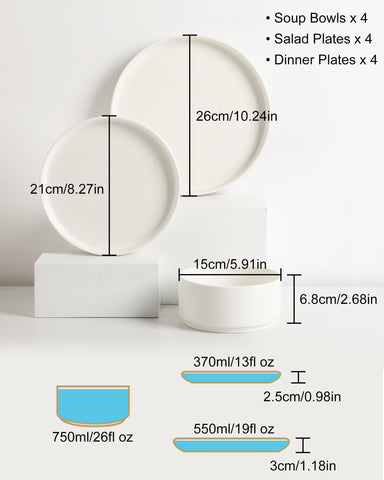 Sweejar platos de 8 pulgadas para ensaladas y porciones equilibradas.