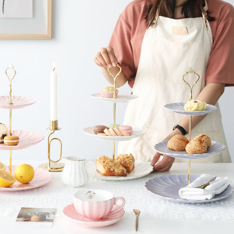 Sweejar porta postres cerámico de tres niveles, perfecto para bodas y fiestas.