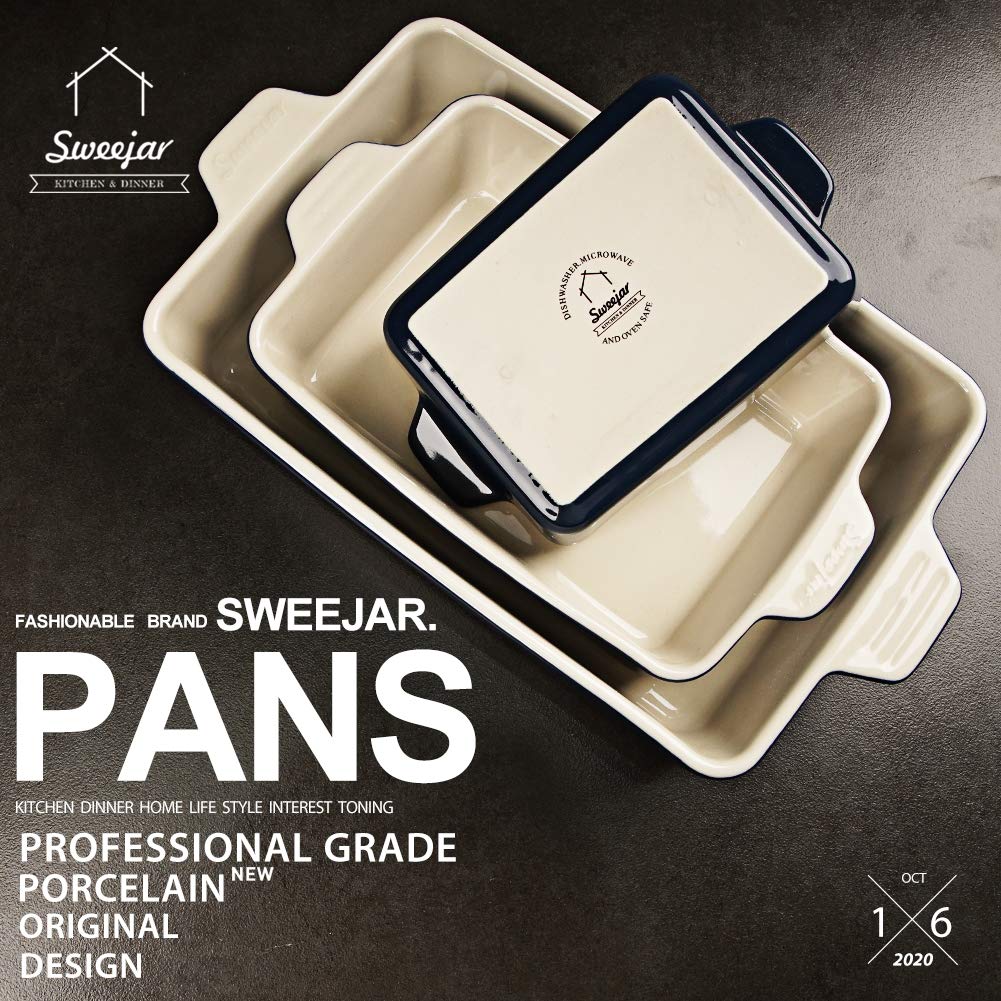 Conjunto de 3 bandejas cerámicas rectangulares Sweejar para diversas recetas