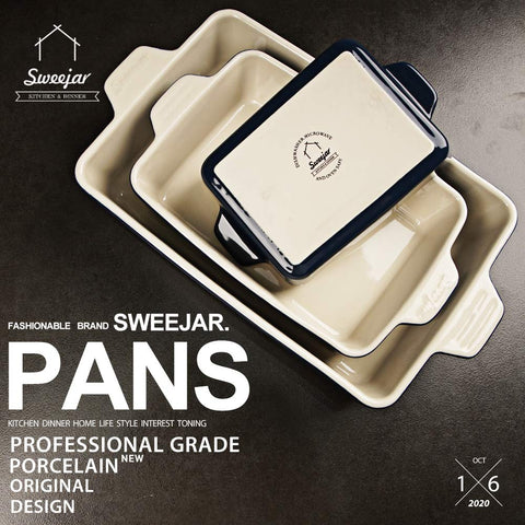 Conjunto de 3 bandejas cerámicas rectangulares Sweejar para diversas recetas