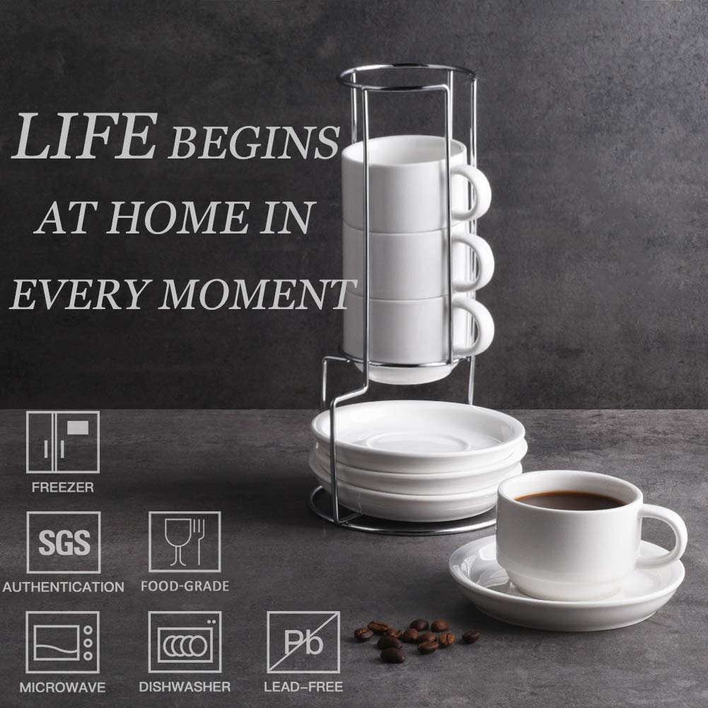 Sweejar taza espresso cerca de la cerámica blanca, sensación suave para sorbos.