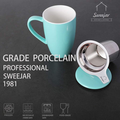 Taza de té Sweejar 16 oz turquesa, tamaño cómodo para la pausa diaria.