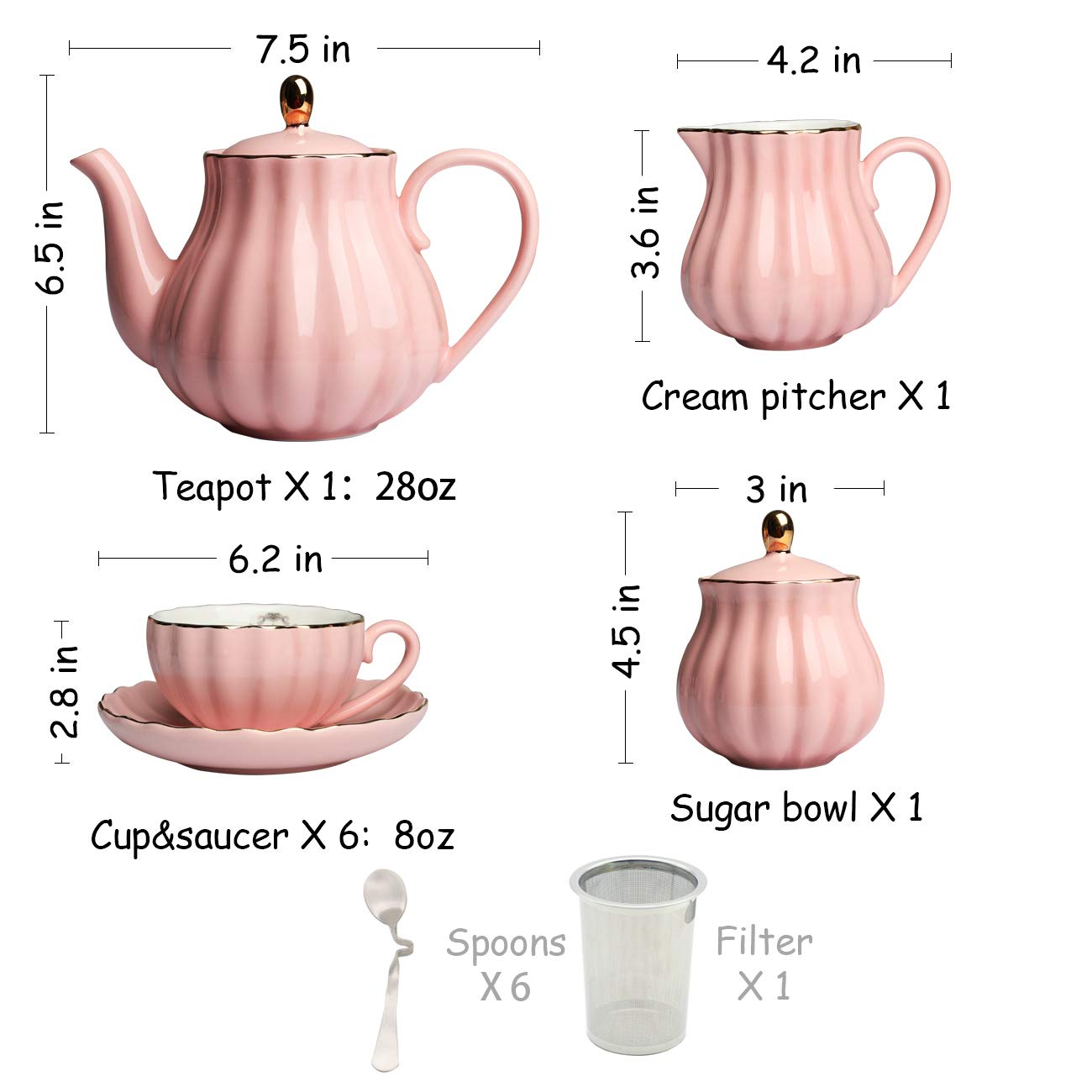 Sweejar tetera de porcelana rosa real para preparar té elegante.