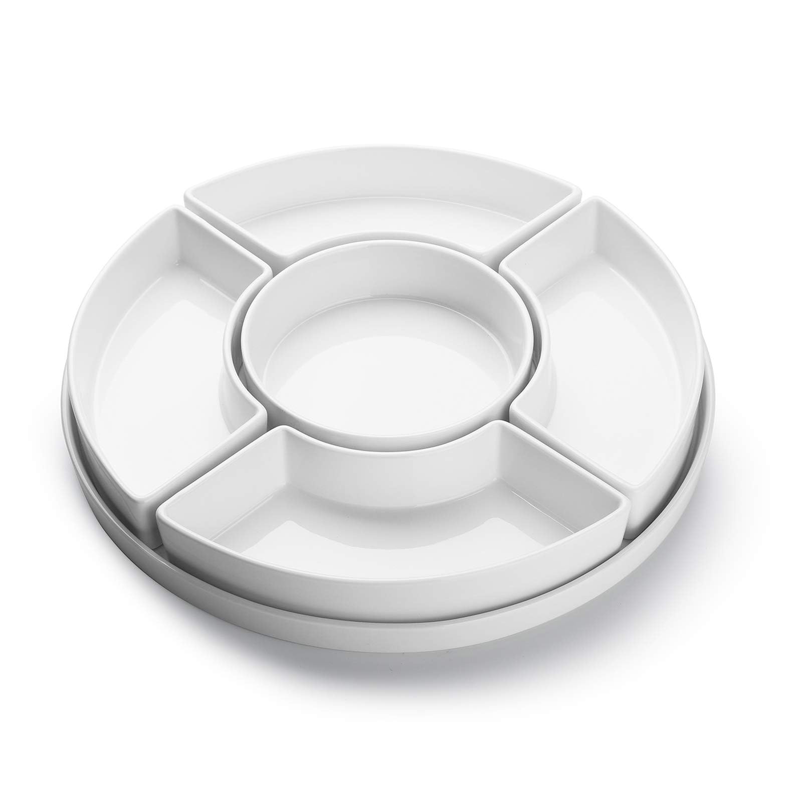 Sweese bandeja dividida de porcelana para snacks con cinco compartimentos.
