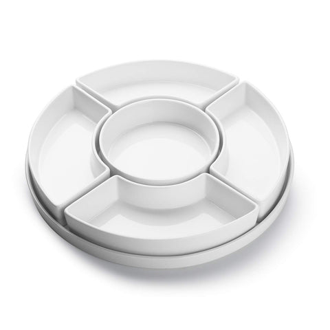 Sweese bandeja dividida de porcelana para snacks con cinco compartimentos.