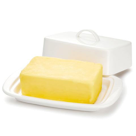 Bandeja Sweese para mantequilla con tapa, vista frontal, diseño elegante para la encimera.