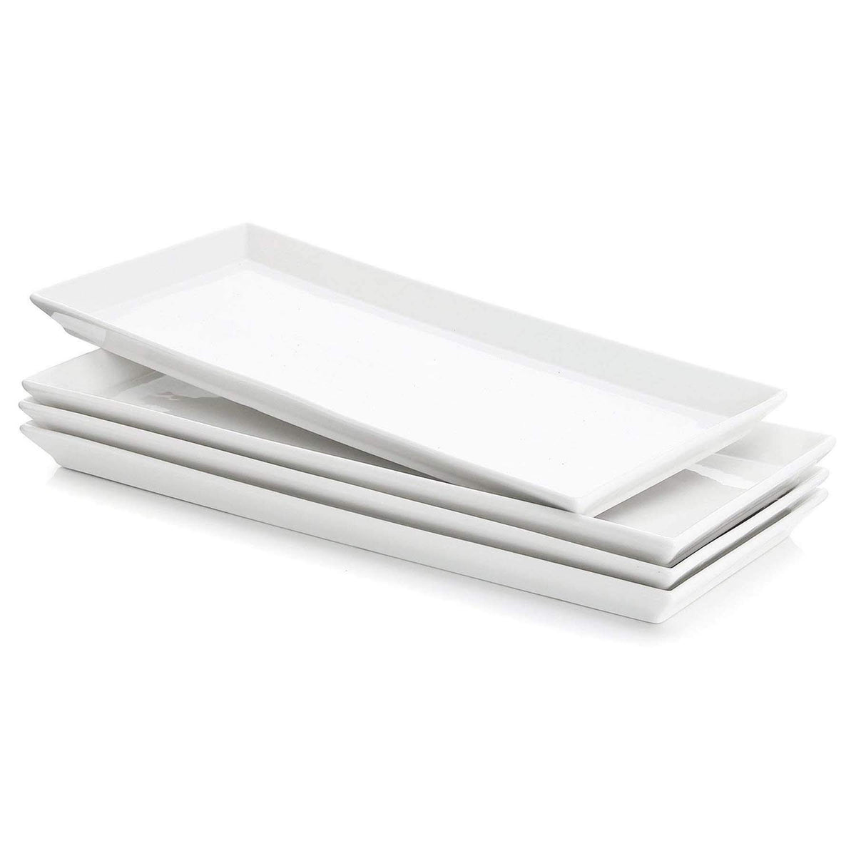 Sweese bandeja rectangular porcelana blanca, presentación elegante para postres.
