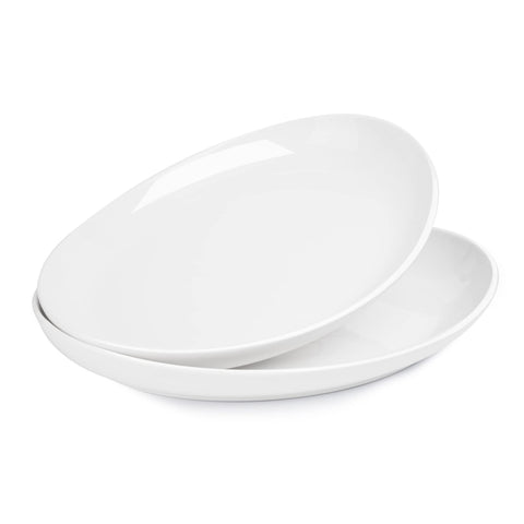 Bandejas ovaladas Sweese en porcelana blanca para servir platos con elegancia.