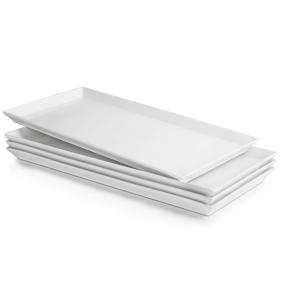 Sweese bandejas rectangulares de porcelana blancas con gran superficie para aperitivos.