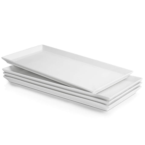 Sweese bandejas rectangulares de porcelana blancas con gran superficie para aperitivos.