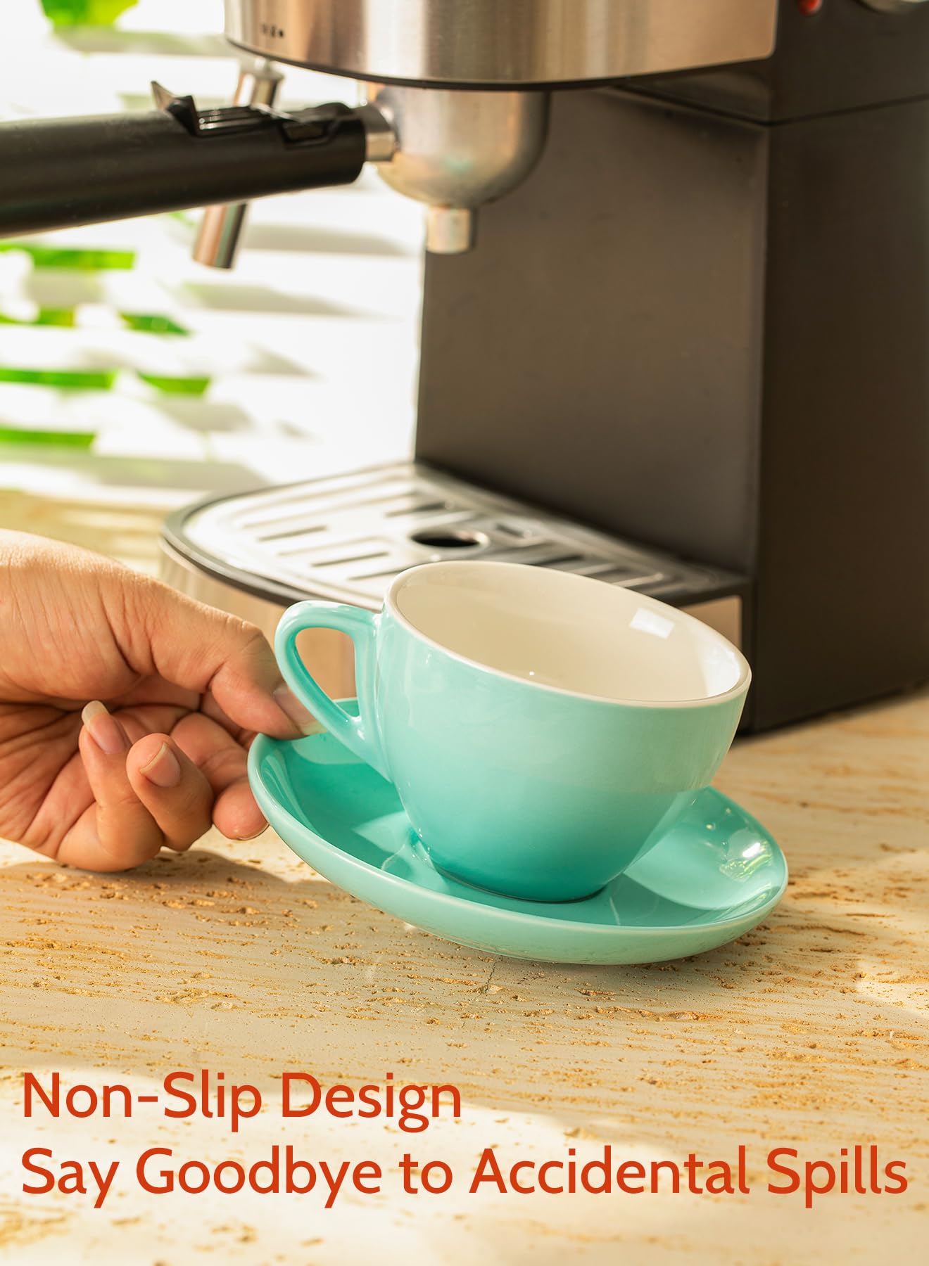 Sweese juego de 6 tazas con platillos, diseño elegante para casa y oficina.