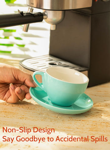 Sweese juego de 6 tazas con platillos, diseño elegante para casa y oficina.