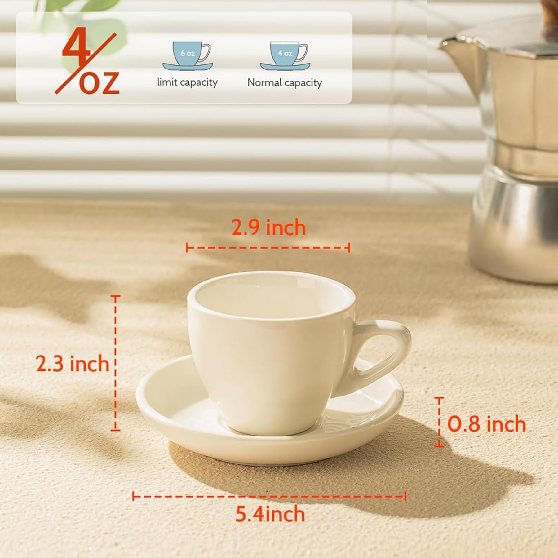 Conjunto Sweese de tazas expreso con platillos blancos para servicio en casa