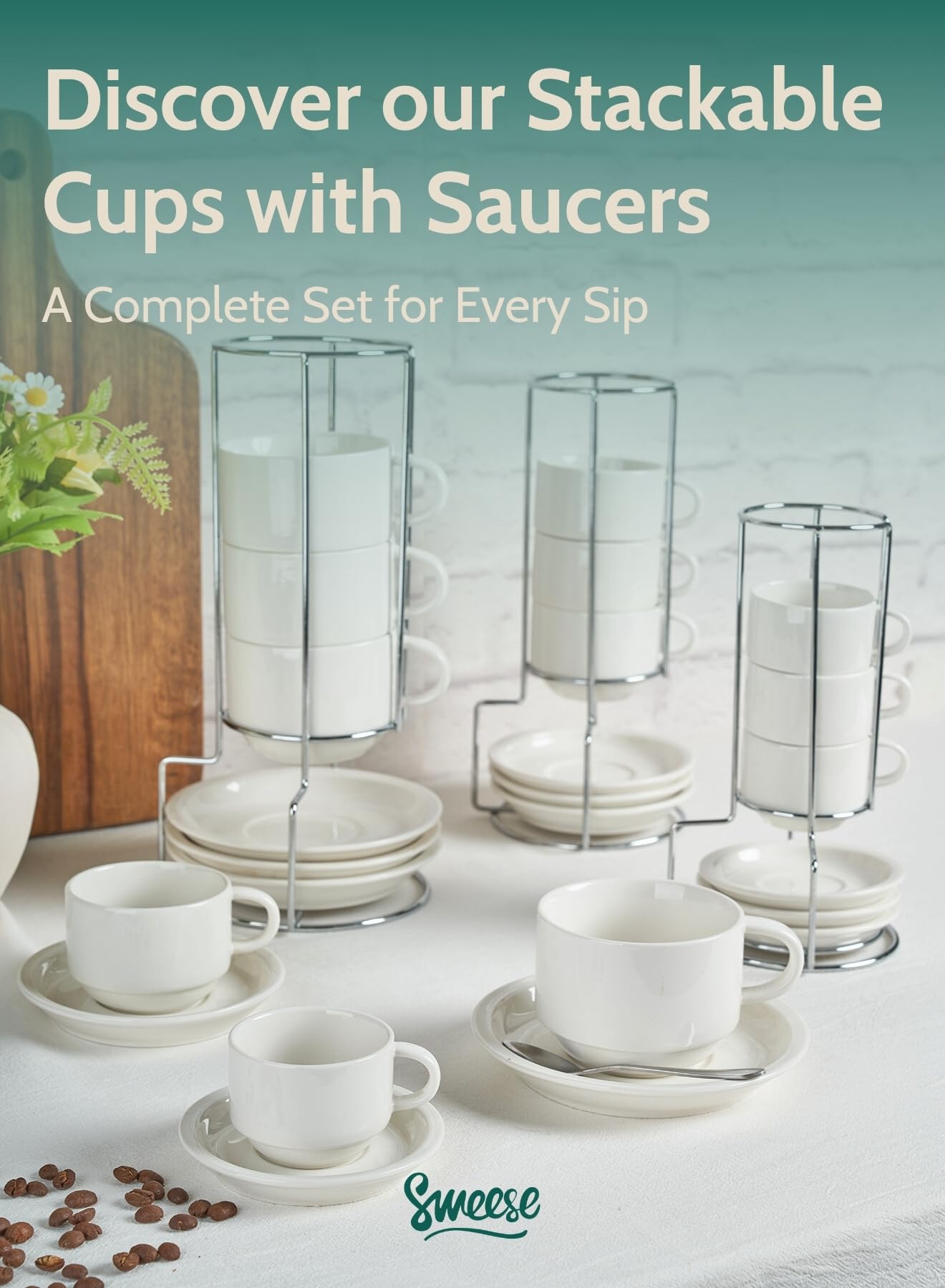 Estuche apilable para tazas espresso Sweese, almacenamiento sencillo y limpio.
