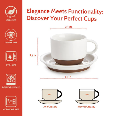 Conjunto Sweese 4 tazas capuchino con platillos para reuniones
