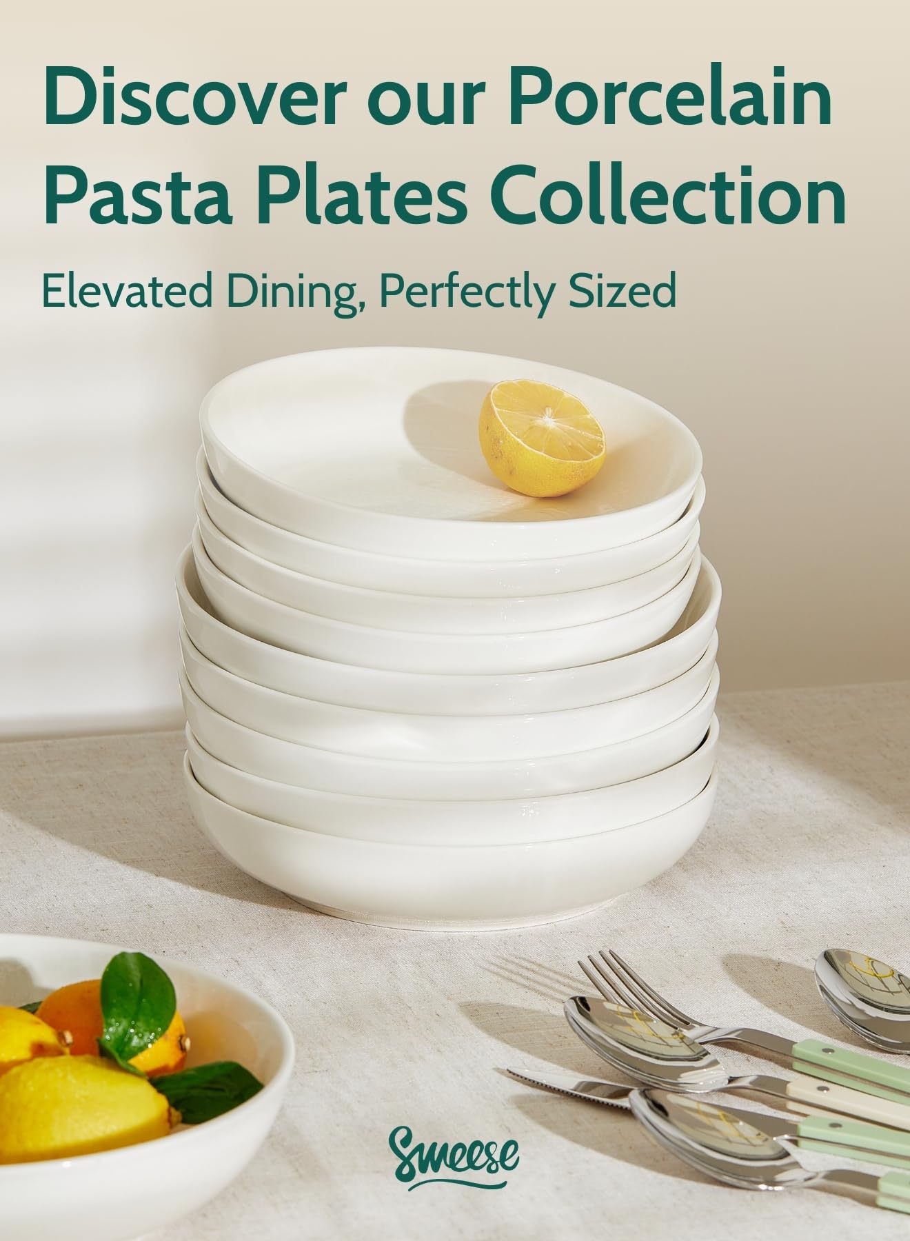 Sweese tazones para pasta y ensaladas, limpieza fácil en lavavajillas.