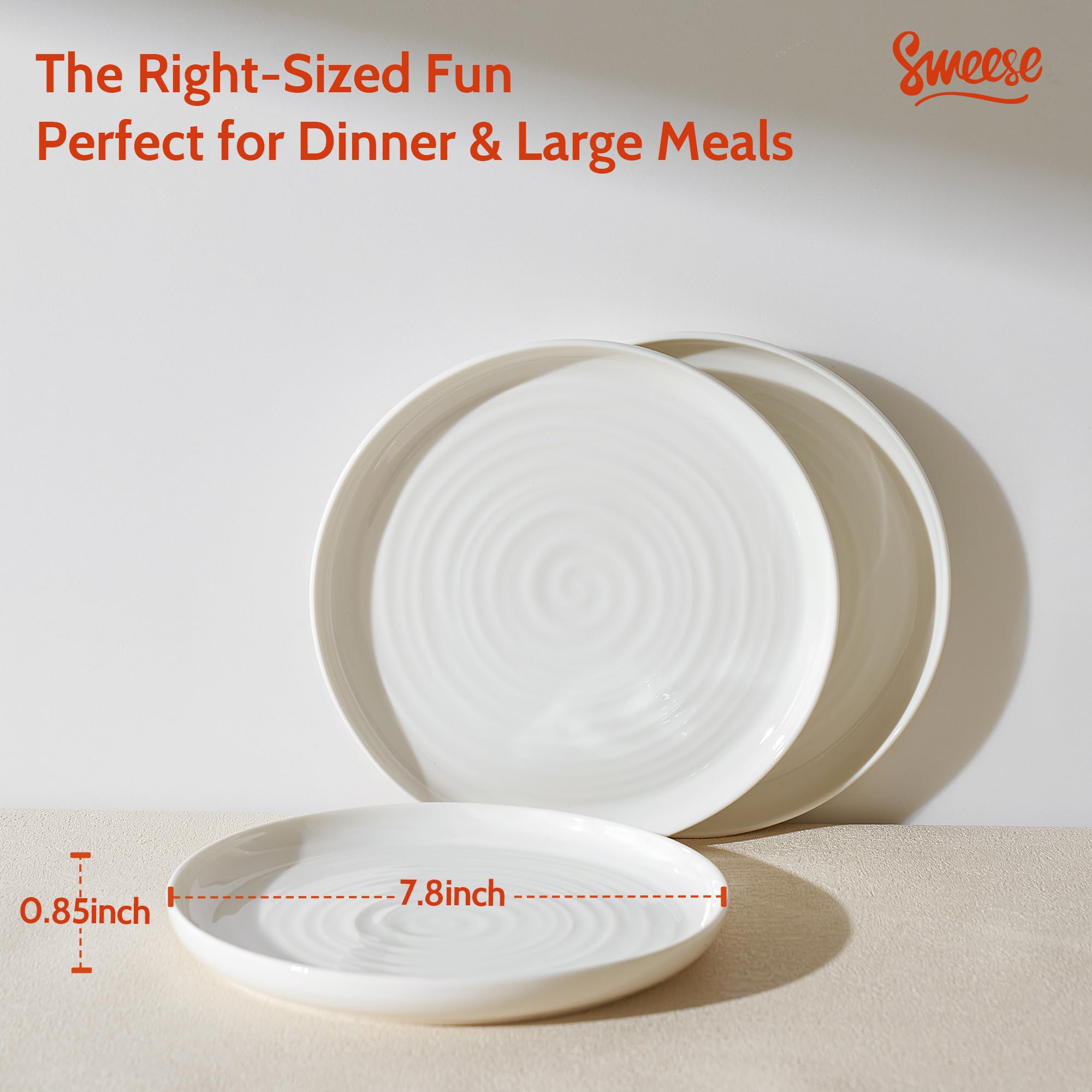 Placa Sweese de porcelana blanca de 7,8 pulgadas para ensaladas.