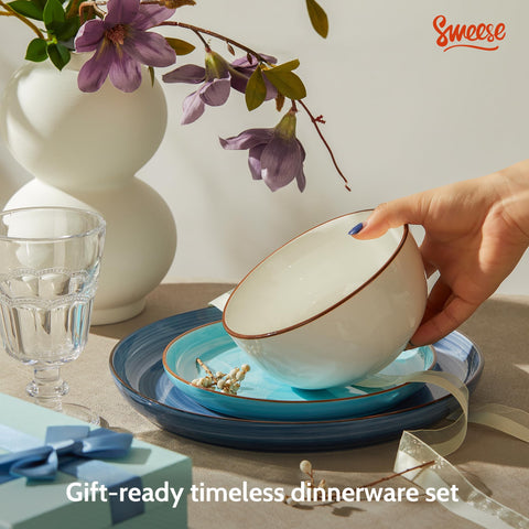 Sweese plato apto para horno, swirl azul, soporta horneado y gratinados.