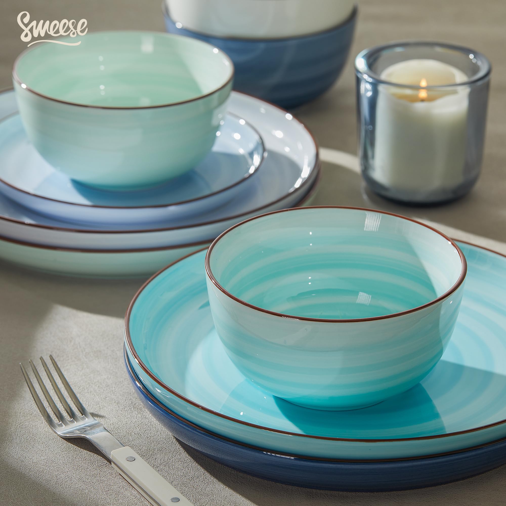 Sweese plato apto para microondas, swirl azul, calentamiento rápido y cómodo.