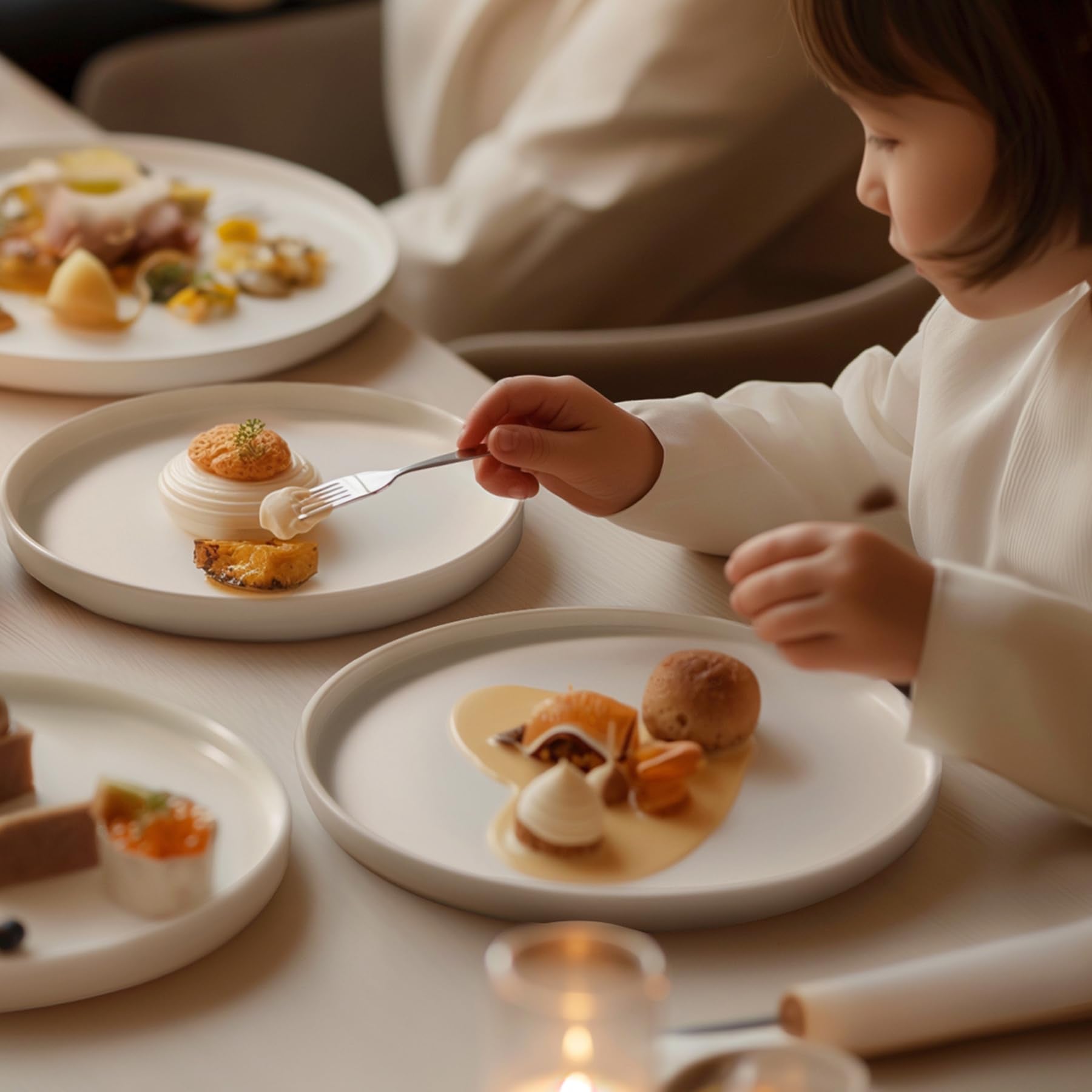 Plato para comidas familiares Sweese, apilable y elegante en la mesa.