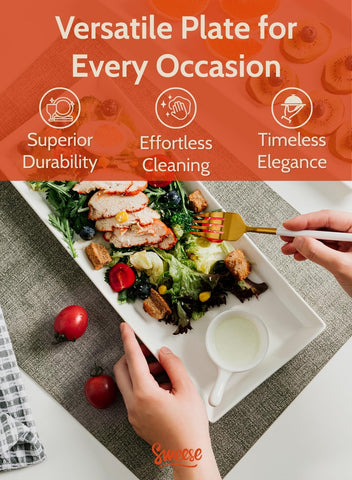 Sweese plato rectangular para servir, borde estable para evitar derrames.