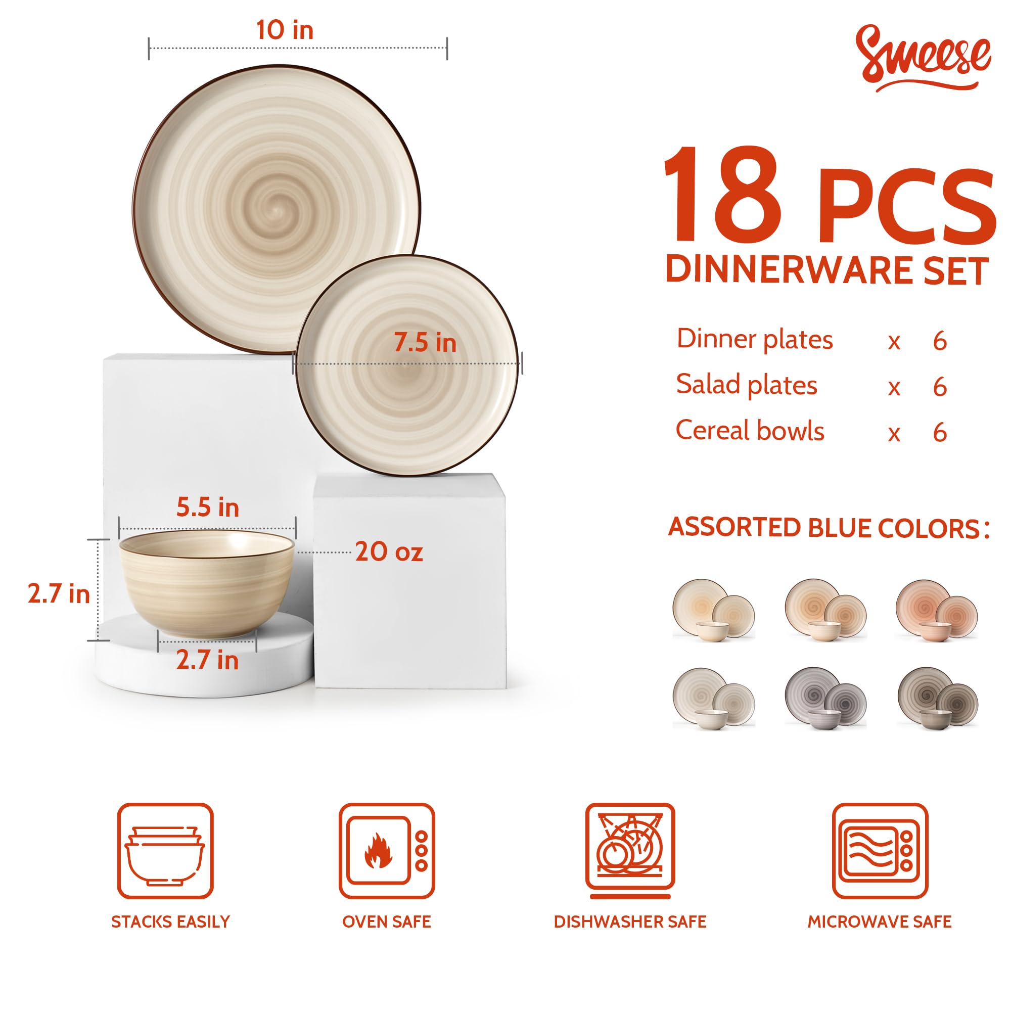 Plato de diez pulgadas Sweese, ideal para plato principal diario.