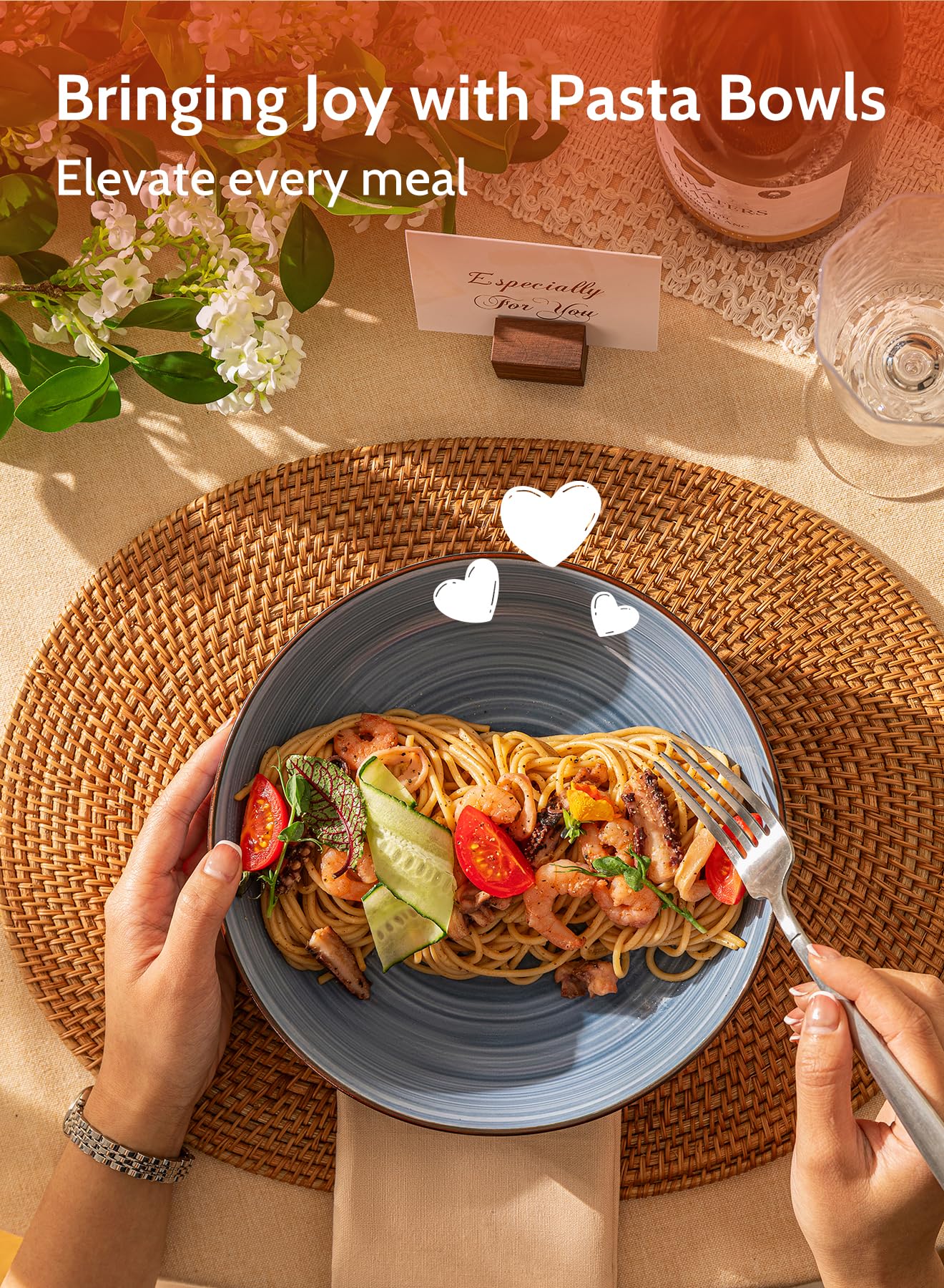 Sweese platos ensalada cerámica 30 oz, aptos para microondas y nevera.