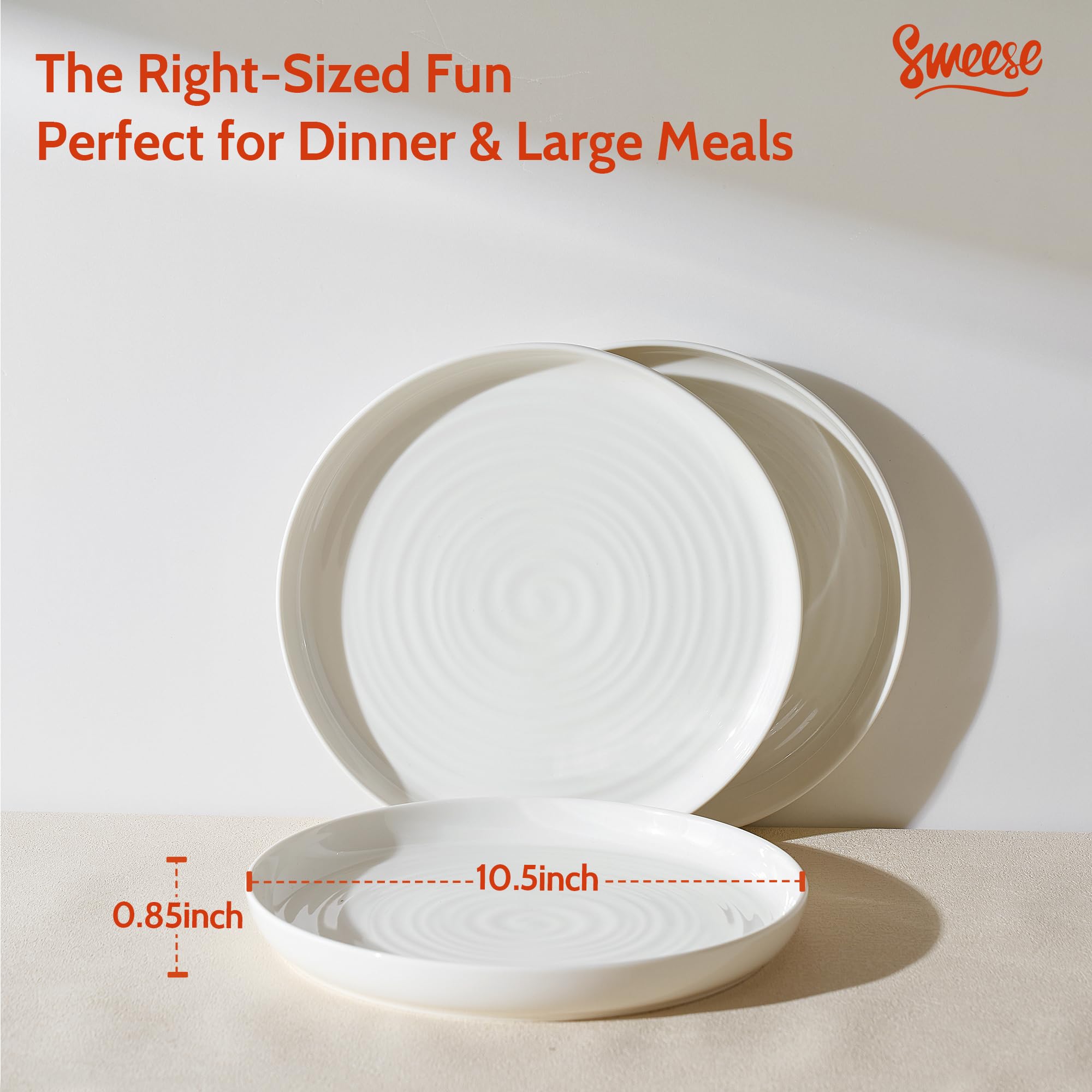 Sweese plato de porcelana blanca para uso diario, fácil de limpiar.