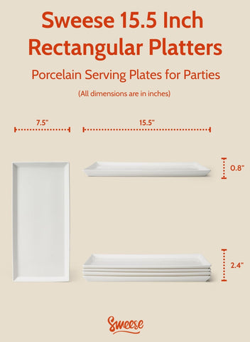 Sweese plato rectangular de servicio blanco, ideal para presentaciones elegantes.