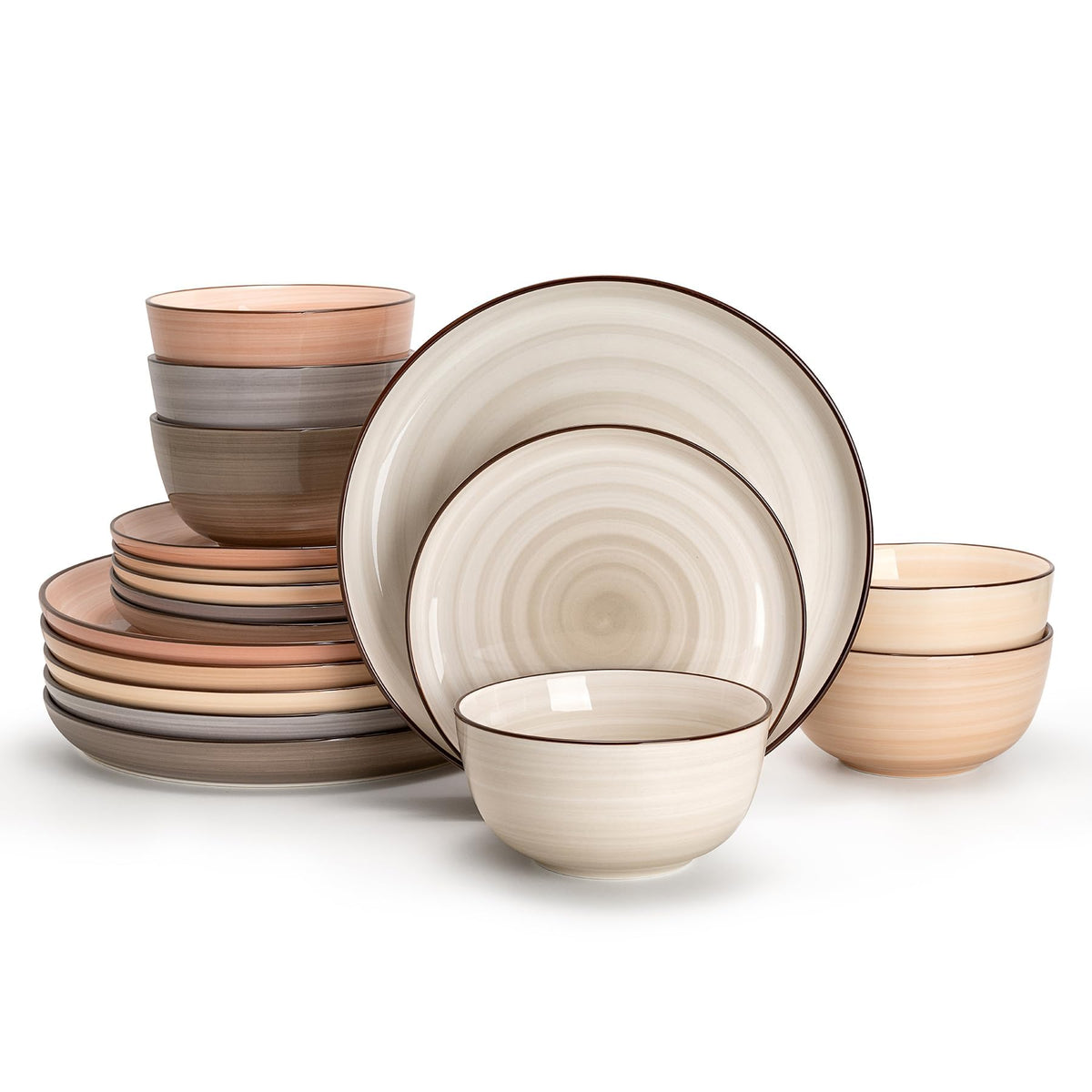 Conjunto Sweese: platos y bowls de 18 piezas para cenas familiares con estilo.