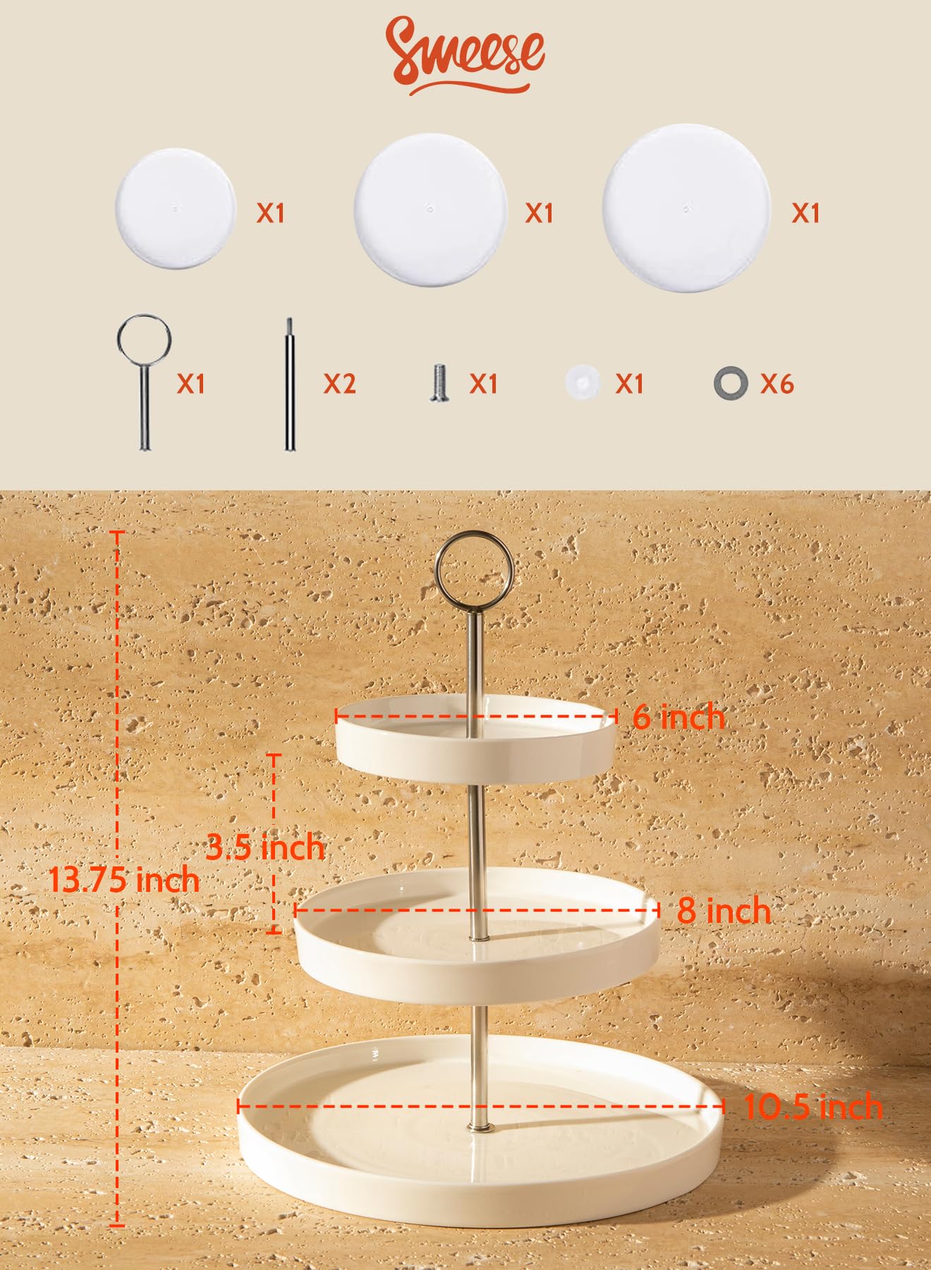 Sweese 3 niveles, plato de 6,25 pulgadas, ideal para cupcakes