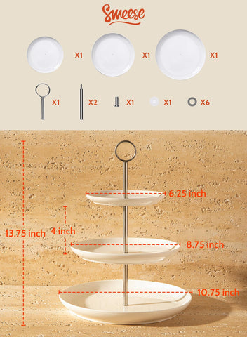 Sweese base de porcelana blanca, textura suave para postres