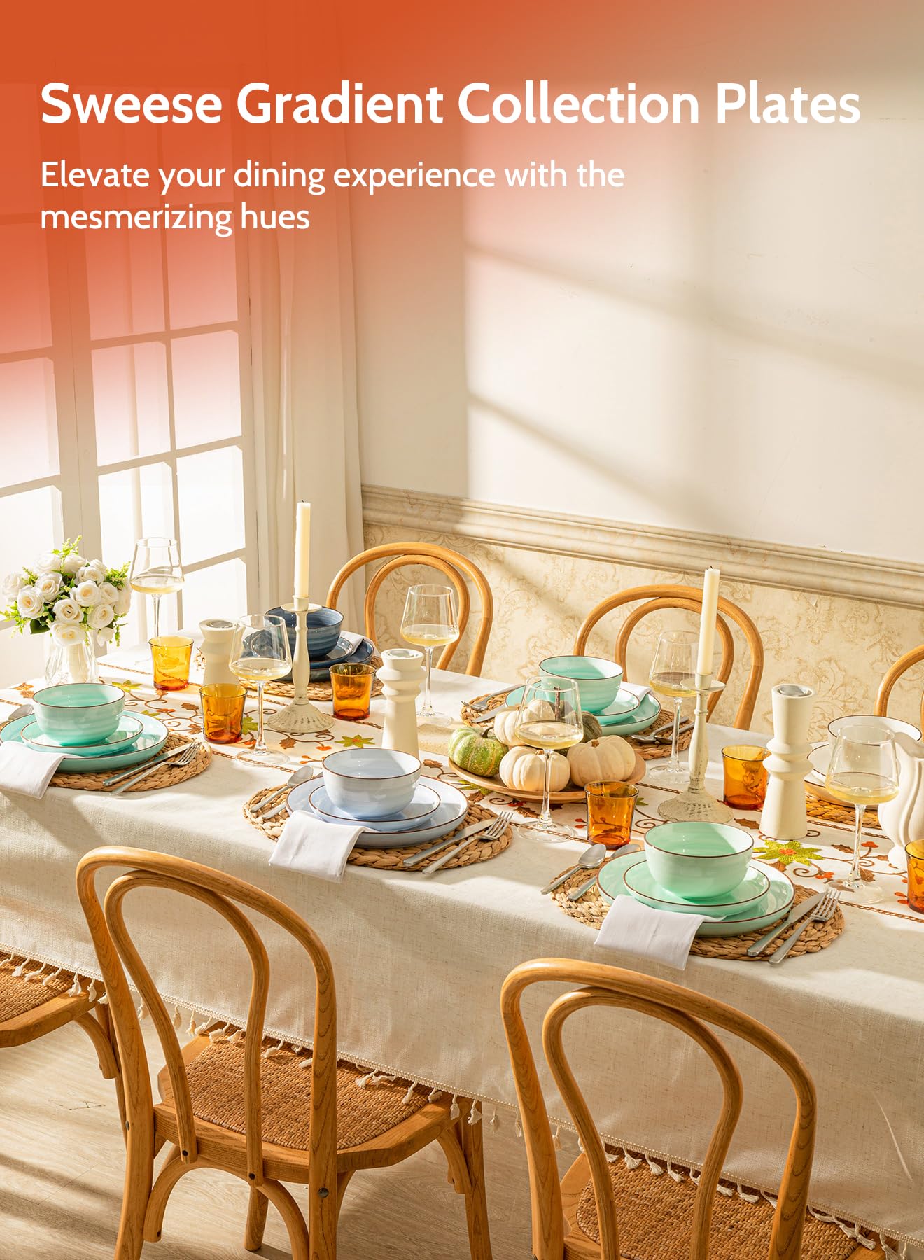 Conjunto de seis platos Sweese para servir en comidas y reuniones.