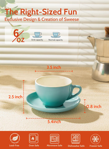 Sweese set de 6 tazas espresso con platillos, ideal para recibir invitados.