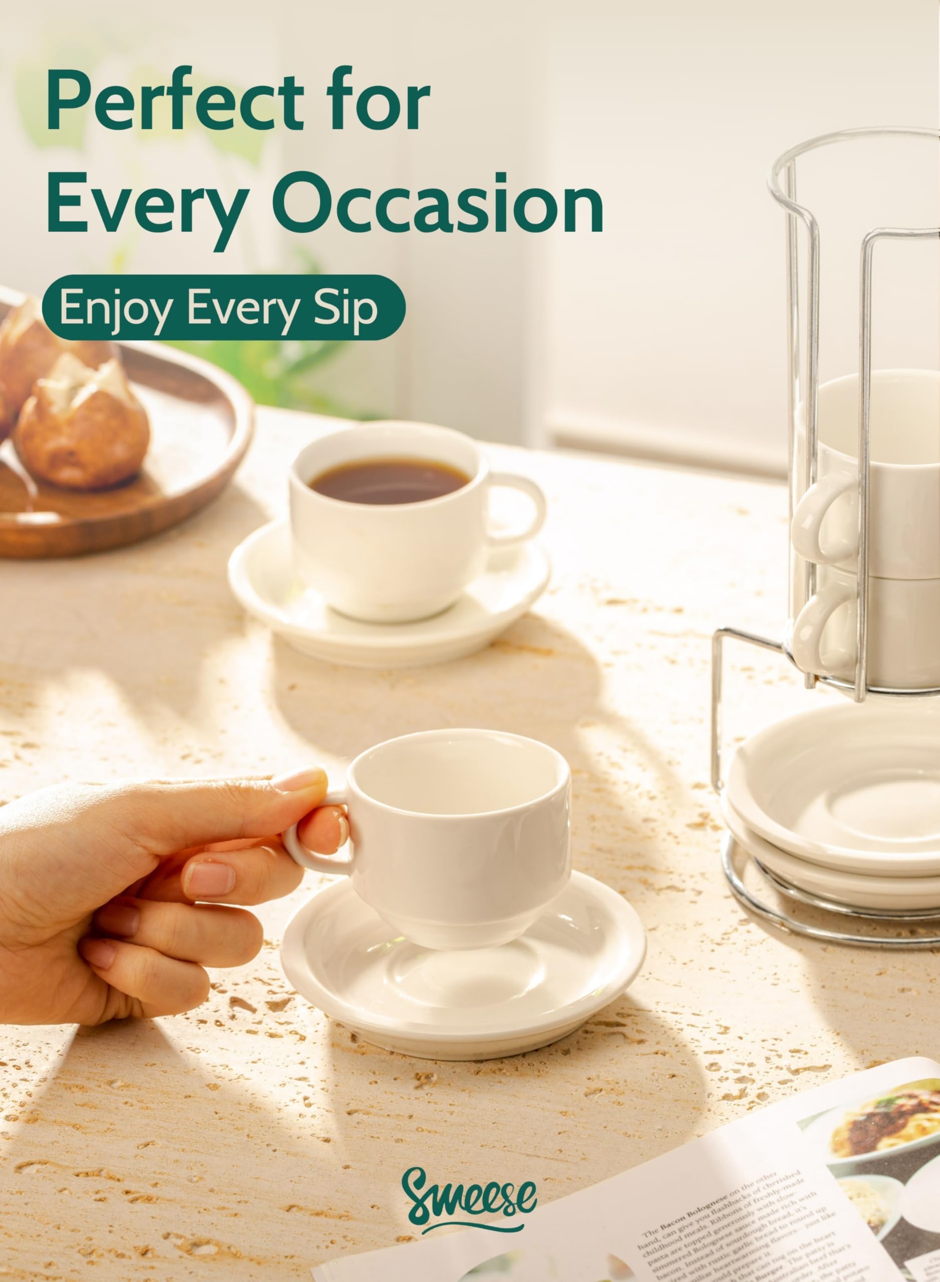Soporte metalico para tazas Sweese espresso, mantiene todo en orden.