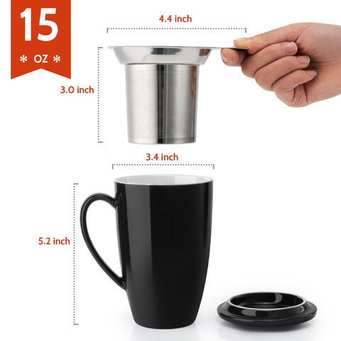 Taza Sweese con infusor de malla fina para hojas sueltas y sabor claro.